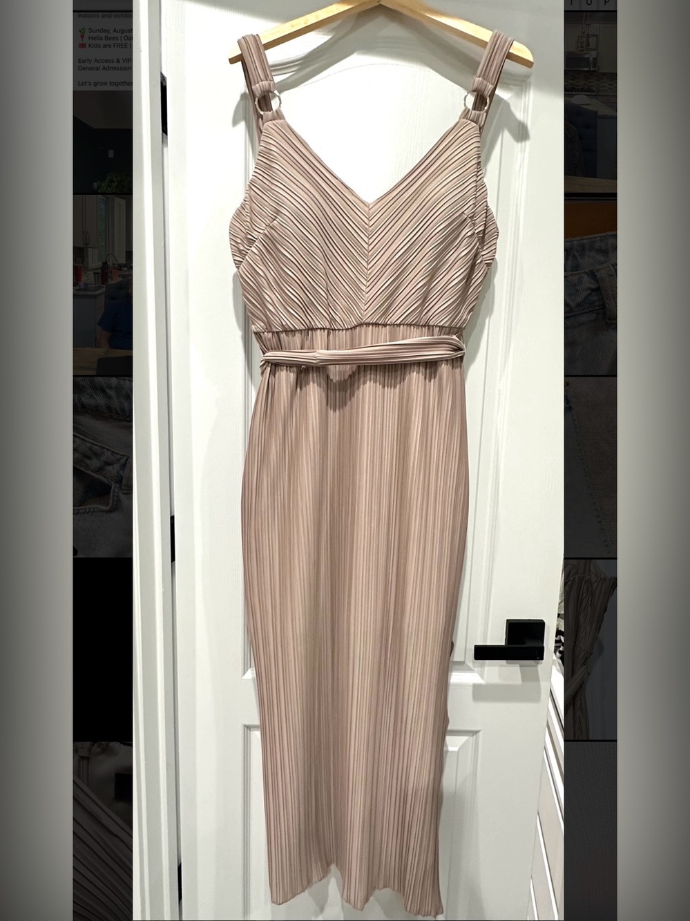 Guess Pleated Champagne colored Evening Dress